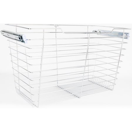 Hardware Resources Chrome Closet Pullout Basket with Slides 16"Dx29"Wx17"H POB1-162917CH